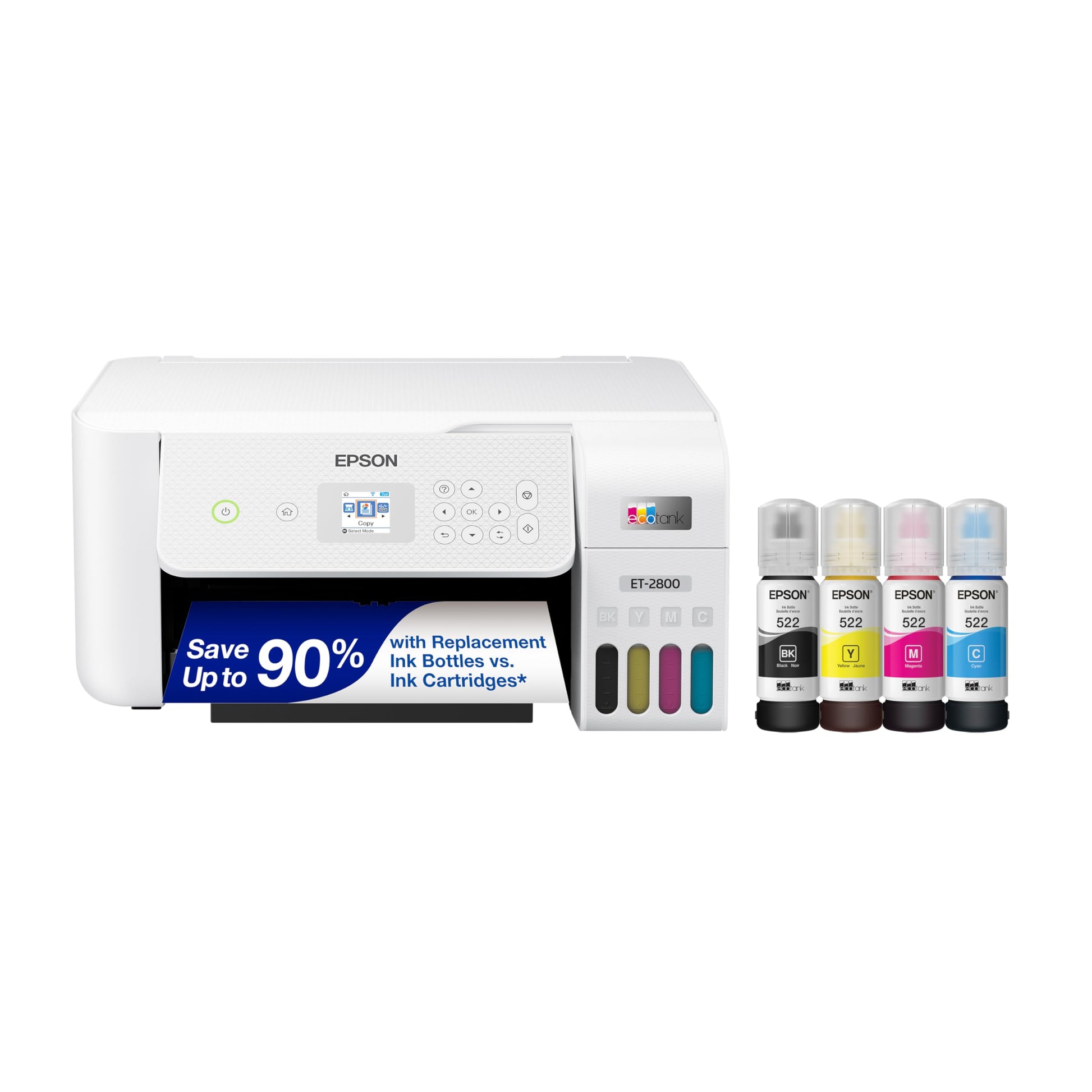 Epson EcoTank ET-2800 Wireless Color All-in-One Cartridge-Free Ink Supertank Printer with Scan and Copy for Home Use, Black