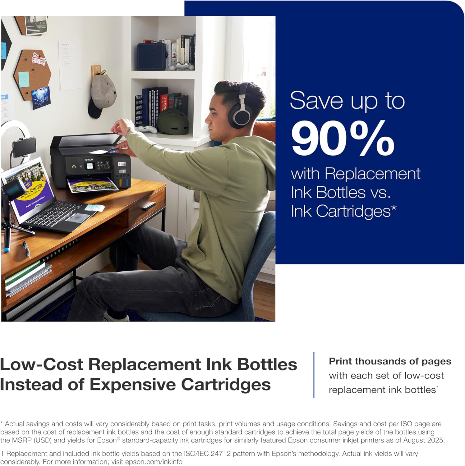 Epson EcoTank ET-2800 Wireless Color All-in-One Cartridge-Free Ink Supertank Printer with Scan and Copy for Home Use, Black