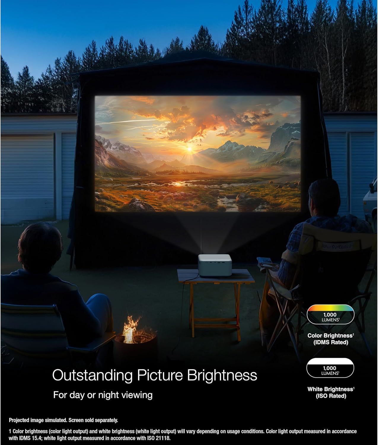 Epson EpiqVision Mini EF21 Portable Smart Laser Projector, Bright 1,000 Lumens, FHD 1080p HDR, 3-Chip 3LCD, Google TV, Netflix, Stereo Speakers, Family Party/Outdoor Backyard/Home Theater - White
